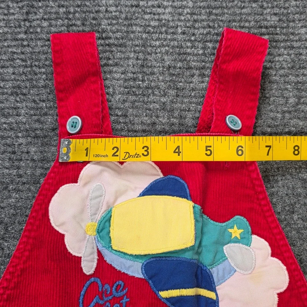 Vintage Hush Puppies Corduroy Ace Pilot Airplane Overalls Kids Size 3T Red